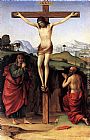 The Vision of St Romuald Paintings - Crucifixion with Sts John and Jerome by Francesco Francia